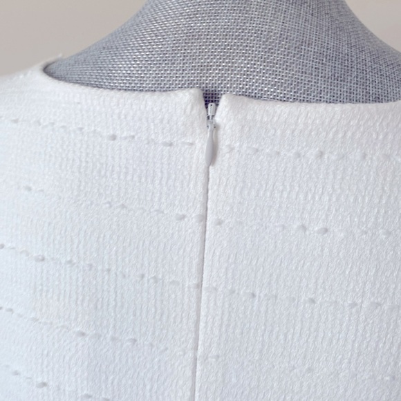 Loft Sleeveless Textured Tweed V Neck Cotton Shift Career Dress White Size 8 - Picture 11 of 16